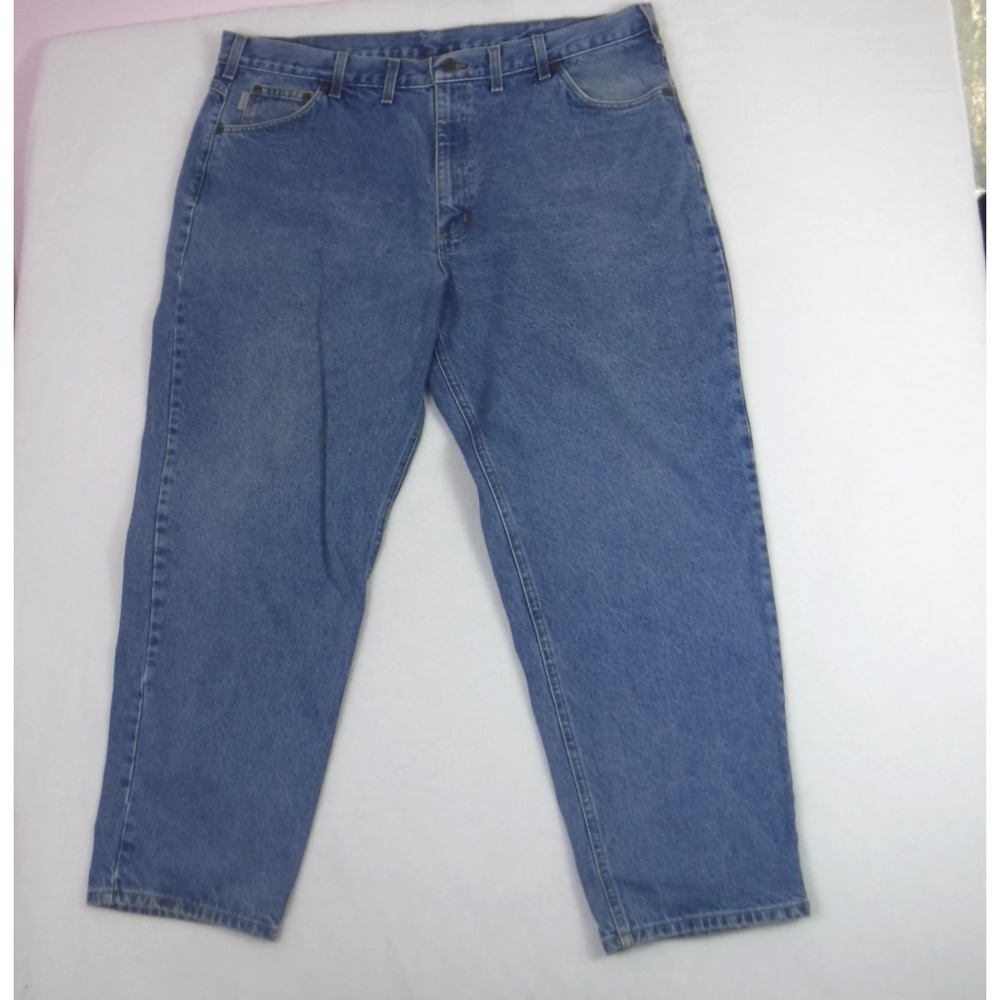 Carhartt Jeans 44x30 Relaxed Fit B17 DST Straight Leg Blue Denim Work